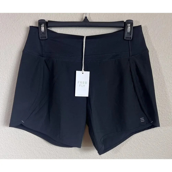 Free Fly Womens Bamboo Breeze Lined Black Shorts Size L 4 Inch Inseam - Picture 2 of 7